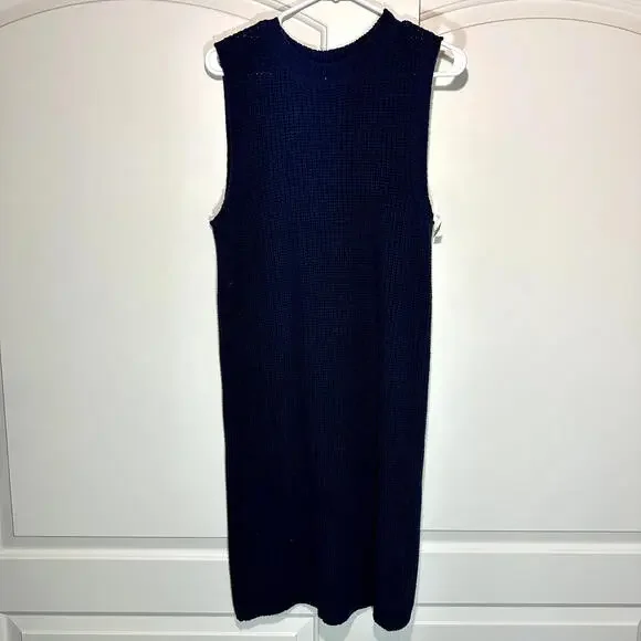 Melrose & Market Sleeveless Sweater Dress Navy Blue Womens Small Crochet Cotton - Picture 1 of 4